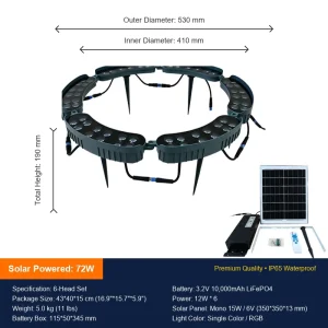 Outdoor Solar Ring Tree Light 72W DC LED RGB Tree Landscape Spotlight IP65 Waterproof Suitable for Garden Palm Tree Lights