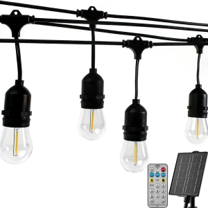 Outdoor Solar S14 48FT 15 LED Bulbs Auto On Off Waterproof Festoon Lamp Wedding Garden Pergola Yard Party Decoration Lights