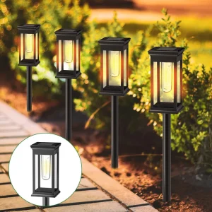 Outdoor Solar Square/Round Floor Light, IP44 Warm White LED Garden Lawn Light