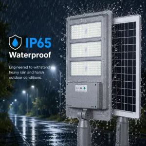 Outdoor Solar Street Light IP65 Waterproof 3000K-6500K Integrated Solar Street Light with Pole Temporary Site Lighting