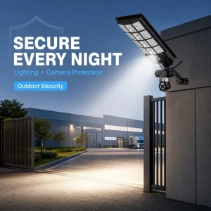 Outdoor Solar Street Light with 4 Built-in Surveillance Cameras, Smart Light Control, Residential and Farm Use