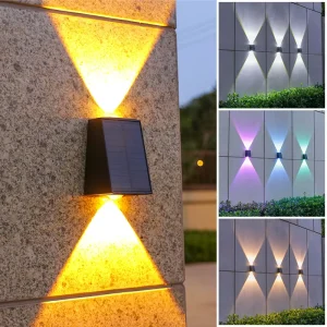 Outdoor Solar Wall Lights Waterproof IP44 Up and Down LED Lamp Modern Decorative Lighting for Garden Fence Patio Yard Porch
