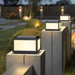 Outdoor Solar Waterproof Square Courtyard Pillar Light for Wall Gate, LED