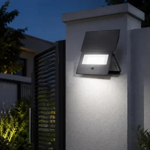 Outdoor Split Solar Led Flood Light Rotatable Separate Panel PIR Induction Remote Dimmable Driveway Courtyard Lamp