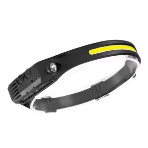 Outdoor Sports Camping Running Hiking Sensor Waterproof COB Headlight Silicone Rechargeable Head Lamp