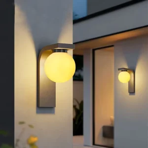 Outdoor Square Waterproof Solar-Powered LED Wall Lamp, IP65, Aluminum, Eaves, Garden, Both-Sided Dimmable