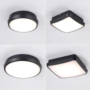 Outdoor Square and Round Ceiling Lights for Sunrooms, Balconies, Corridors, Eaves, Pavilions, and Courtyards