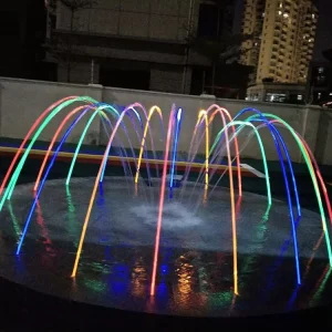 Outdoor Stainless Steel Laminar Jumping Jet Tunnel LED RGB Water Fountain Multiple Size Modern Garden Decoration