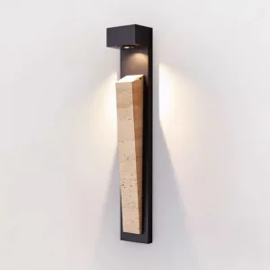 Outdoor Stone Wall Lamp Warm White Waterproof Postmodern Travertine Sconce CRI 80