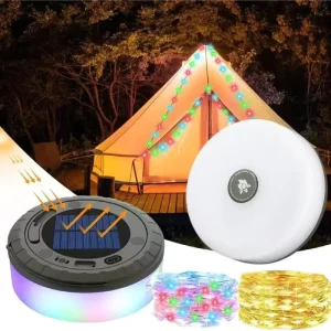 Outdoor USB Rechargeable Solar LED Camping Light 10 Meter Tent Light String with Magnetic Hook RGB IP65