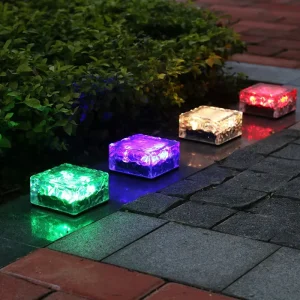 Outdoor Underground Light Fixture Glass Brick RGB White Warm White Pathway Solar Light