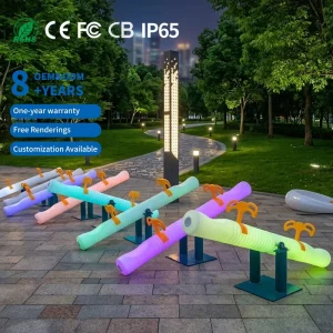Outdoor Use Garden Decoration LED Illuminated Environmental PE Material IP65 Rated Multi Color Seesaw Lamp for Adults Party