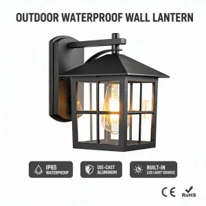 Outdoor Vintage Wall Lamp E27 Bulb Sconce Light Fixtures Retro LED Wall Lamp Porch House Home Yard Garden Lighting Black