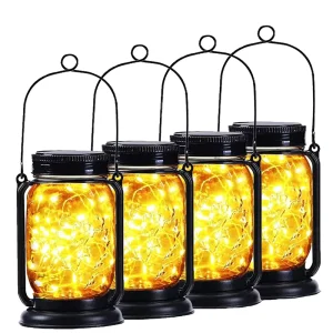 Outdoor Vintage Yard Glass Jar Starry Fairy Light Waterproof Home Garden Decorative Solar Mason Jar Christmas Decorative Lights