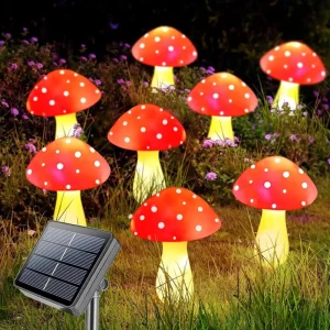 Outdoor Waterproof 8 mode LED Solar Garden Decorative Mushroom Lights and Elegant Lawn Passage Decorative Lights