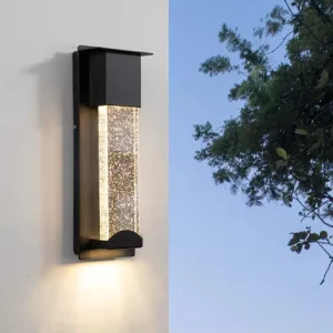 Outdoor Waterproof Black Aluminum Wall Lamp for Balcony Corridor Villa Courtyard Door Exterior Induction Crystal LED