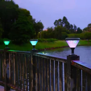 Outdoor Waterproof Black Warm LED Solar Pillar Light for Wooden Fence Posts