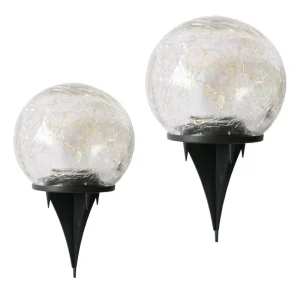 Outdoor Waterproof Cracked Glass Globe Solar Ball Lights for Garden, Path, Yard, Patio, and Lawn