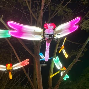 Outdoor Waterproof Decorative Holiday Event Planning Creative Led Dragonfly Sculpture Christmas Light Festival Accessories