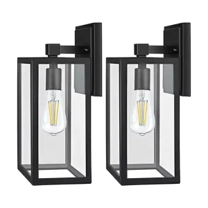Outdoor Waterproof E27 LED Wall Lamp, Black, Modern, for Porch, Courtyard and Garden