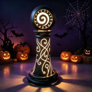 Outdoor Waterproof Fiberglass Pillar Statue LED Light Large 3D Halloween Prop Holiday Display