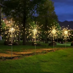 Outdoor Waterproof Fireworks LED Fairy Lamp Decoration Solar Powered Star Stick Garden Decorative Lights