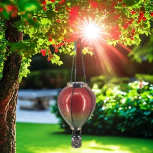 Outdoor Waterproof Flickering Flame Hanging Garden Decoration Light Solar Hot Balloon Hanging Lantern