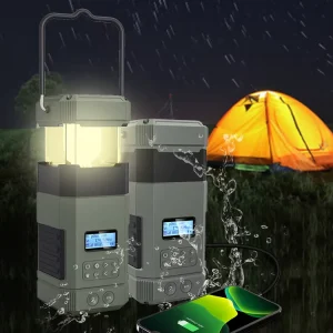 Outdoor Waterproof Hand Crank SOS Radio Solar Rechargeable LED Camping Lantern with Power Bank