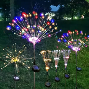 Outdoor Waterproof Holiday Decorative Firework Lights DIY LED Landscape Solar Garden Ground Lights for Pathway Yard Decorations