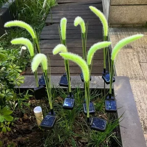 Outdoor Waterproof IP55 Artificial Dogtail Grass Solar Lawn Decorative Stake Light Parks Scenic Areas Squares Courtyards