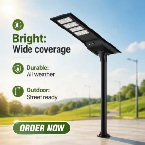 Outdoor Waterproof IP65 Commercial Public LED Solar Street Light 30W 40W 50W All One Monocrystalline Silicon Solar Panel 3-Year