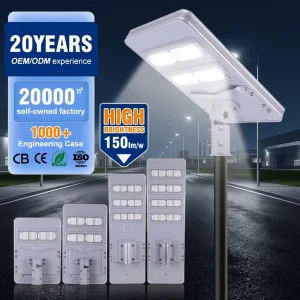 Outdoor Waterproof IP65 Motion Sensor 50W 100W 150W 200W Solar LED Street Light for Road Use