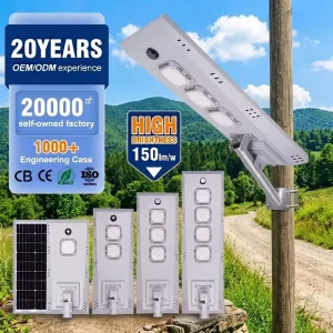 Outdoor Waterproof IP65 Road Light 50W 100W 150W 200W Integrated All-in-One Control LED Solar Street Lights