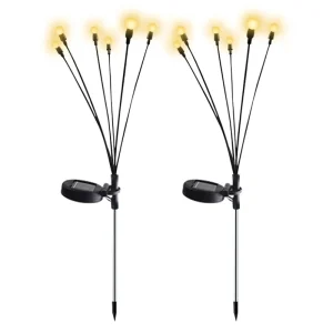 Outdoor Waterproof IP65 Solar Garden Firefly LED Lights Warm White Plastic Starburst Path Landscape Lighting