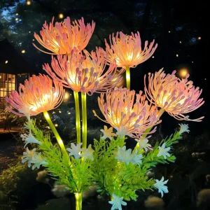 Outdoor Waterproof IP65 Solar LED Lawn Lights Plastic High CRI 90 Pink Lycoris Radiata Flower