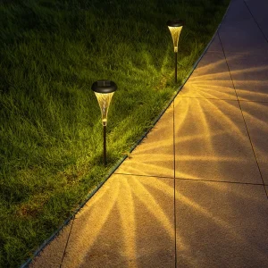 Outdoor Waterproof IP65 Warm Solar LED Path Lights ABS Material Battery Included for Lawn Backyard Garden Christmas Decor