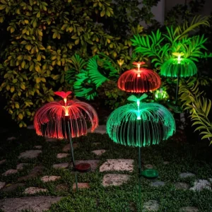 Outdoor Waterproof LED Solar Jellyfish Floor Light With Fiber Optics