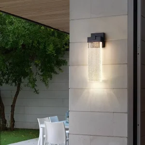 Outdoor Waterproof LED Wall Lamp in Crystal Cylinder Shape for Villa Courtyard Decoration