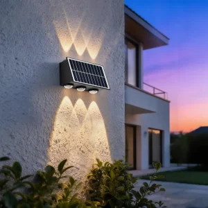 Outdoor Waterproof Mini Solar Fence Lights Up Down Wall Lights 4W 6W 8W Black