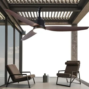 Outdoor Waterproof Nordic Silent 3-Blade Remote Control Ceiling Fan Light for Pavilions, Balconies, and Living Rooms