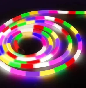 Outdoor Waterproof RGB Pixel Neon Lights 360 Degree Glowing 22mm Round Shape Flexible Led Neon Flex Silicone Tube for Led Strip
