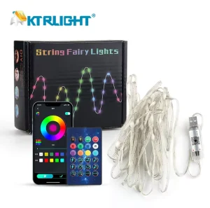 Outdoor Waterproof RGB WS2811 WS2812 3PIN 5V Seed Pixel LED String Lights Christmas IP68 App Control Rechargeable High CRI 80