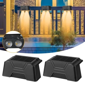 Outdoor Waterproof Rechargeable AA Battery Solar LED Step Fence Garden Auto Night Sensor Easy Installation No Wiring Required