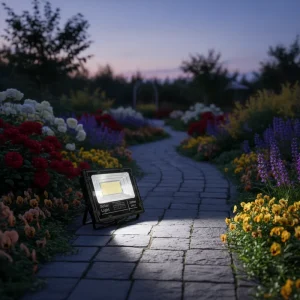 Outdoor Waterproof Solar Flood Light IP67 6500K 50W 600W 1700 Lumens for Garden Road Office Highway