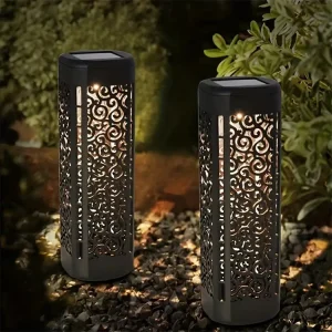 Outdoor Waterproof Solar Garden Lamp Square Hollow LED Floor Light Shadow for Lawn Courtyard Garden Road Decorative