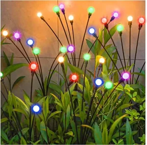 Outdoor Waterproof Solar Lawn Ground Plug Light, Starburst Swaying Firefly Design, 6 8 10 LED