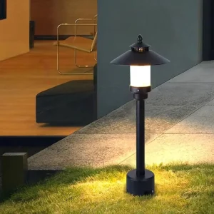Outdoor Waterproof Square Garden Lawn Lights with Marble-effect Aluminum Lamp Body Metal Base Landscape Lighting for Villa Park
