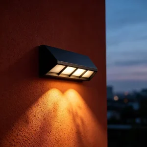Outdoor Waterproof Wall Lamp, Aluminum, Textured Glass, PC Board, Silver and Black