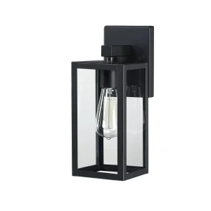 Outdoor Waterproof Wall Light Black Finish clear Glass Lampshade Retro Wall Lamp E27 Wall Lantern