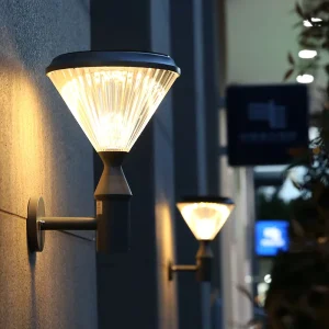 Outdoor Waterproof Yard Pathway LED Wall Lights Sconce Solar Garden Light